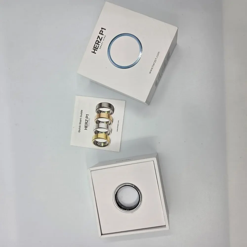 Herz P1 Smart Ring Size 13 Silver Spark Health Fitness Tracker iOS Android